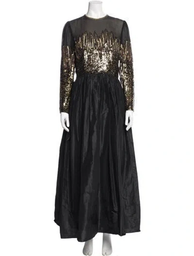 Pre-owned Vintage - Unbranded Graphic Print Long Dress In Black