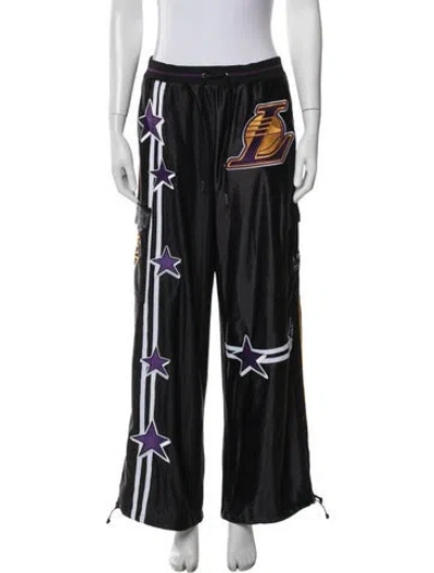 Pre-owned Vintage - Unbranded Graphic Print Wide Leg Pants In Black