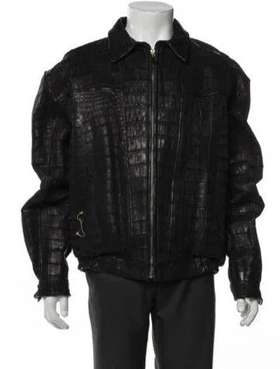 Pre-owned Vintage - Unbranded Hettabretz Vintage 1998 Crocodile Bomber Jacket In Black