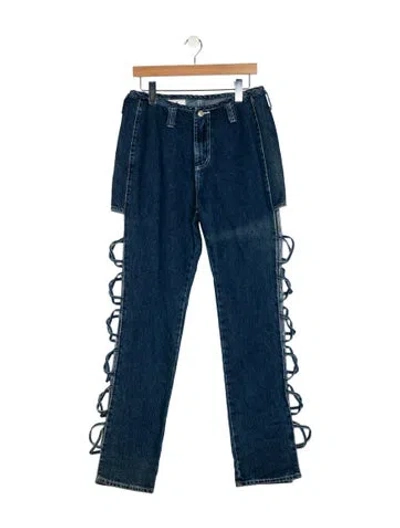 Pre-owned Vintage - Unbranded High-rise Straight Leg Jeans In Blue