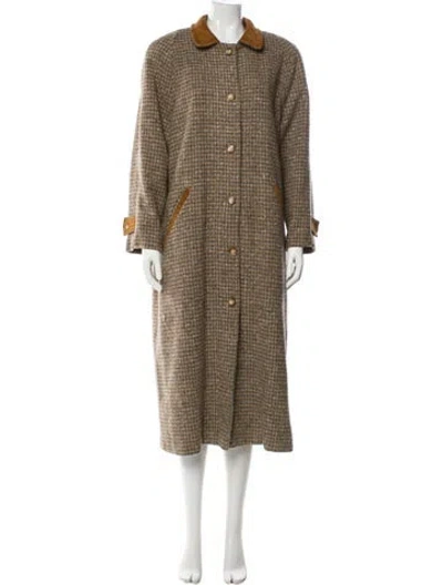 Pre-owned Vintage - Unbranded Houndstooth Print Coat In Brown