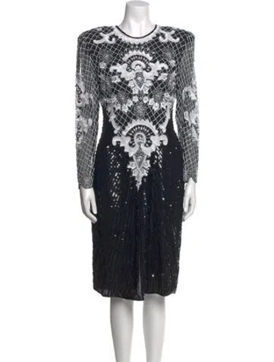 Pre-owned Vintage - Unbranded Lace Pattern Knee-length Dress In Black