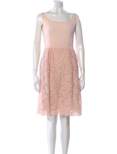 Pre-owned Vintage - Unbranded Lace Pattern Knee-length Dress In Pink
