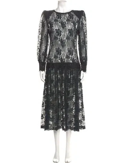 Pre-owned Vintage - Unbranded Lace Pattern Long Dress In Multi