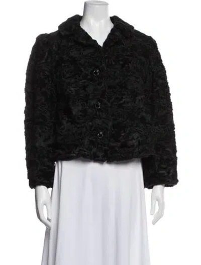 Pre-owned Vintage - Unbranded Lamb Fur Faux Fur Coat In Black