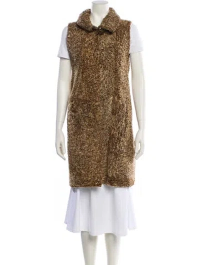 Pre-owned Vintage - Unbranded Lamb Fur Fur Coat In Brown