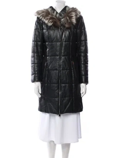 Pre-owned Vintage - Unbranded Lamb Leather Fur Coat In Black