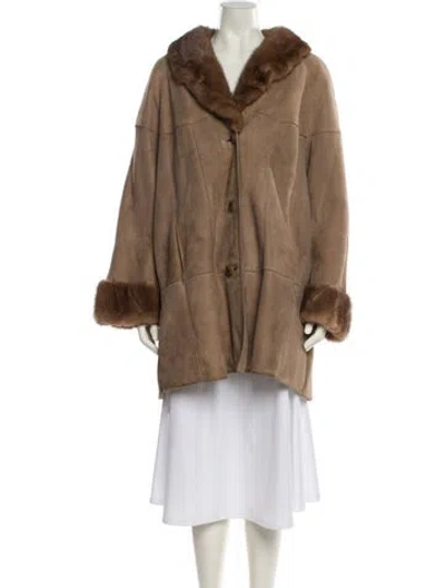 Pre-owned Vintage - Unbranded Lamb Leather Fur Coat In Brown
