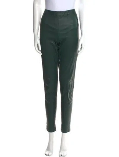 Pre-owned Vintage - Unbranded Lamb Leather Skinny Leg Pants In Green