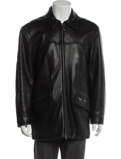 Pre-owned Vintage - Unbranded Lambskin Moto Jacket In Black