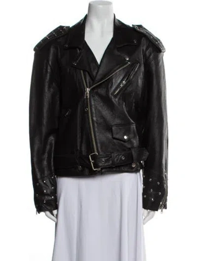 Pre-owned Vintage - Unbranded Leather Biker Jacket In Black
