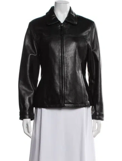 Pre-owned Vintage - Unbranded Leather Biker Jacket In Black