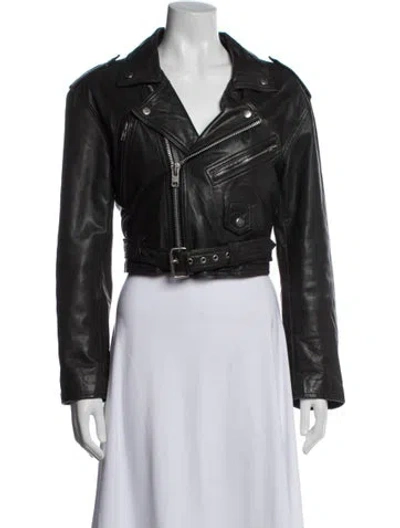 Pre-owned Vintage - Unbranded Leather Biker Jacket In Black