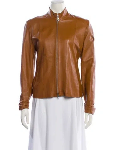 Pre-owned Vintage - Unbranded Leather Biker Jacket In Brown