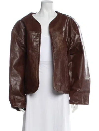 Pre-owned Vintage - Unbranded Leather Biker Jacket In Brown