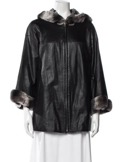 Pre-owned Vintage - Unbranded Leather Coat In Black