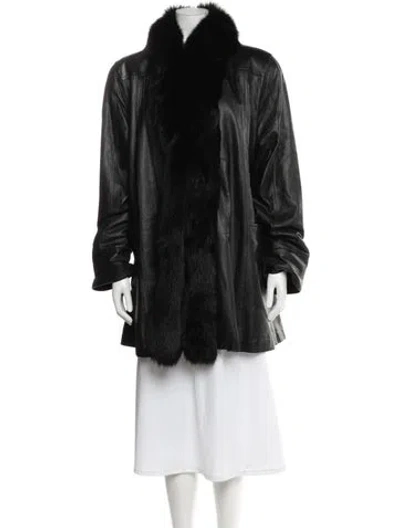 Pre-owned Vintage - Unbranded Leather Coat In Black