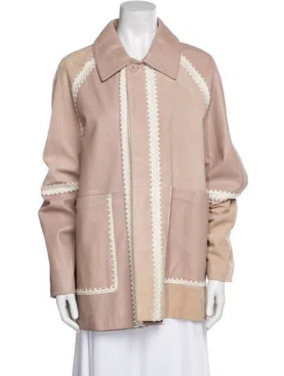 Pre-owned Vintage - Unbranded Leather Coat In Neutral