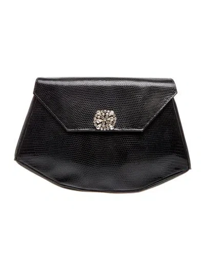 Pre-owned Vintage - Unbranded Leather Evening Bag Vintage In Black