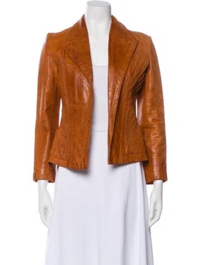 Pre-owned Vintage - Unbranded Leather Evening Jacket In Brown