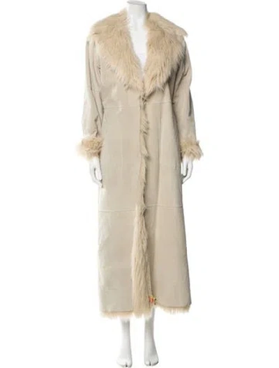 Pre-owned Vintage - Unbranded Leather Faux Fur Coat In Neutral