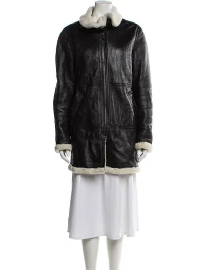Pre-owned Vintage - Unbranded Leather Faux Fur Jacket In Black