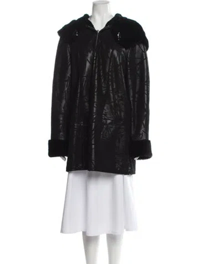Pre-owned Vintage - Unbranded Leather Fur Coat In Black