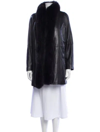 Pre-owned Vintage - Unbranded Leather Fur Coat In Brown