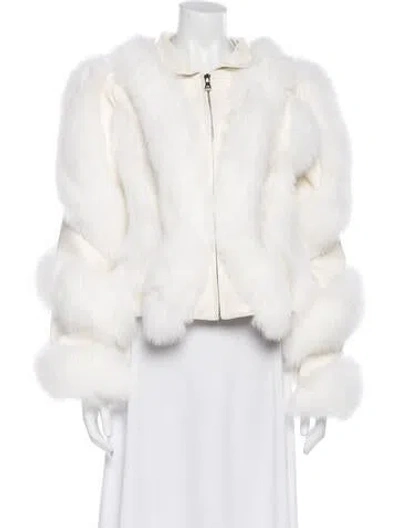 Pre-owned Vintage - Unbranded Leather Fur Jacket In White