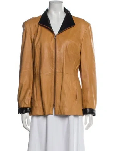 Pre-owned Vintage - Unbranded Leather Jacket In Neutral