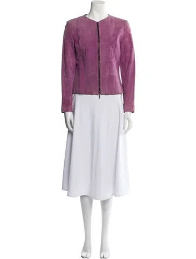 Pre-owned Vintage - Unbranded Leather Jacket In Purple