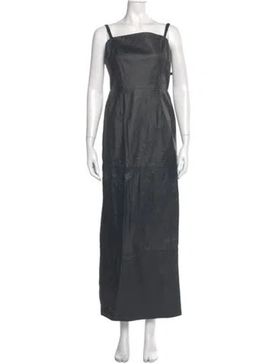 Pre-owned Vintage - Unbranded Leather Long Dress In Gray