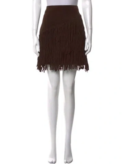 Pre-owned Vintage - Unbranded Leather Mini Skirt In Brown