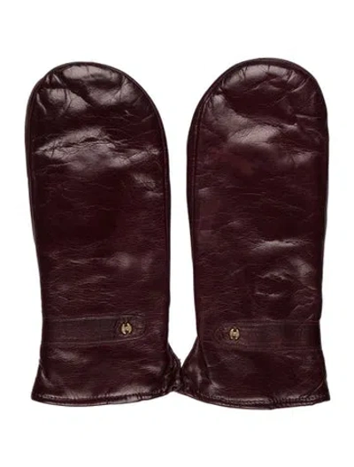 Pre-owned Vintage - Unbranded Leather Mittens In Burgundy