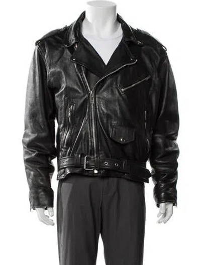 Pre-owned Vintage - Unbranded Leather Moto Jacket In Black