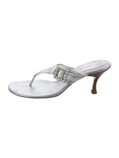 Pre-owned Vintage - Unbranded Leather Slides In White