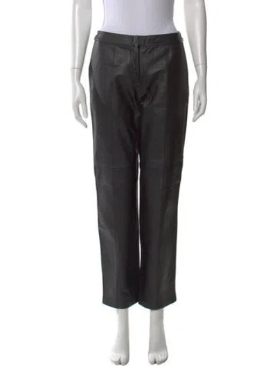 Pre-owned Vintage - Unbranded Leather Straight Leg Pants In Black