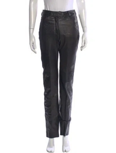 Pre-owned Vintage - Unbranded Leather Straight Leg Pants In Black