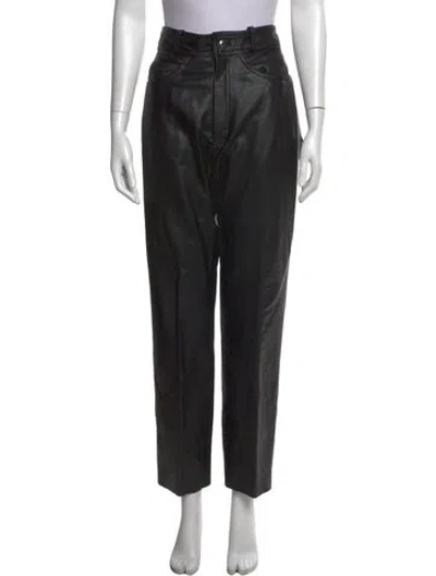 Pre-owned Vintage - Unbranded Leather Straight Leg Pants In Black