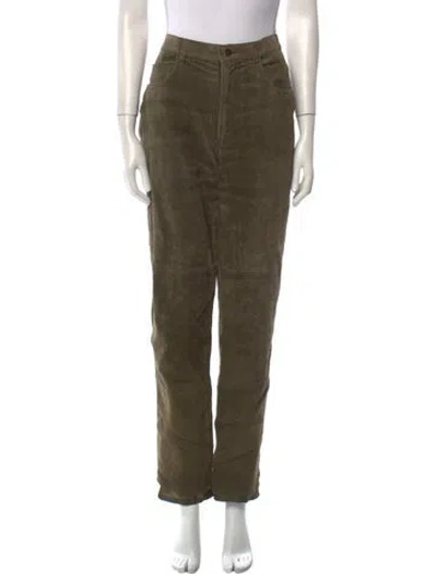Pre-owned Vintage - Unbranded Leather Straight Leg Pants In Green