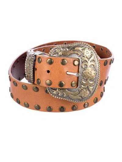 Pre-owned Vintage - Unbranded Leather Studded Accents Belt In Brown