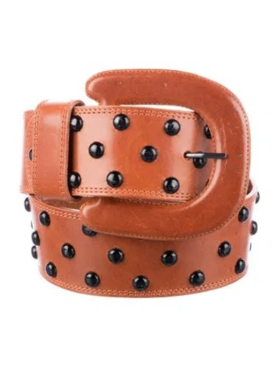 Pre-owned Vintage - Unbranded Leather Studded Accents Belt In Brown