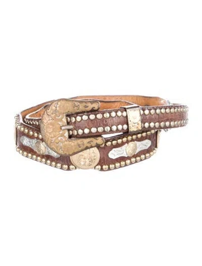 Pre-owned Vintage - Unbranded Leather Studded Accents Belt In Multi