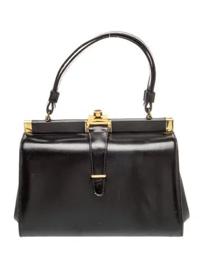 Pre-owned Vintage - Unbranded Leather Top Handle Bag In Black