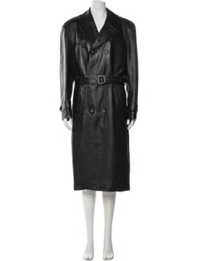 Pre-owned Vintage - Unbranded Leather Trench Coat In Black