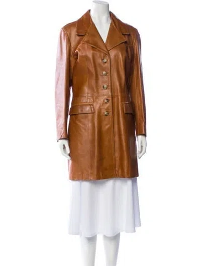 Pre-owned Vintage - Unbranded Leather Trench Coat In Brown