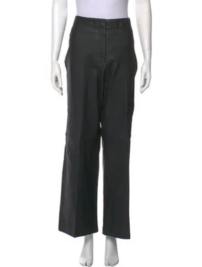 Pre-owned Vintage - Unbranded Leather Wide Leg Pants In Black