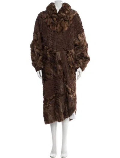 Pre-owned Vintage - Unbranded Mink Animal Print Faux Fur Coat In Brown