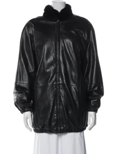 Pre-owned Vintage - Unbranded Mink Biker Jacket In Black