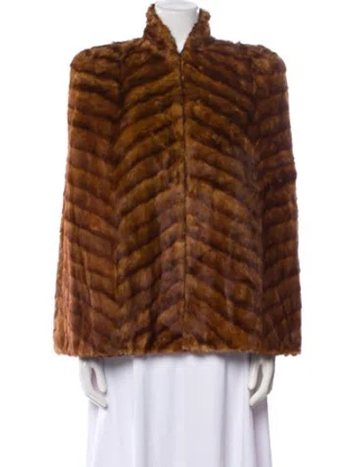 Pre-owned Vintage - Unbranded Mink Plaid Print Fur Cape In Brown